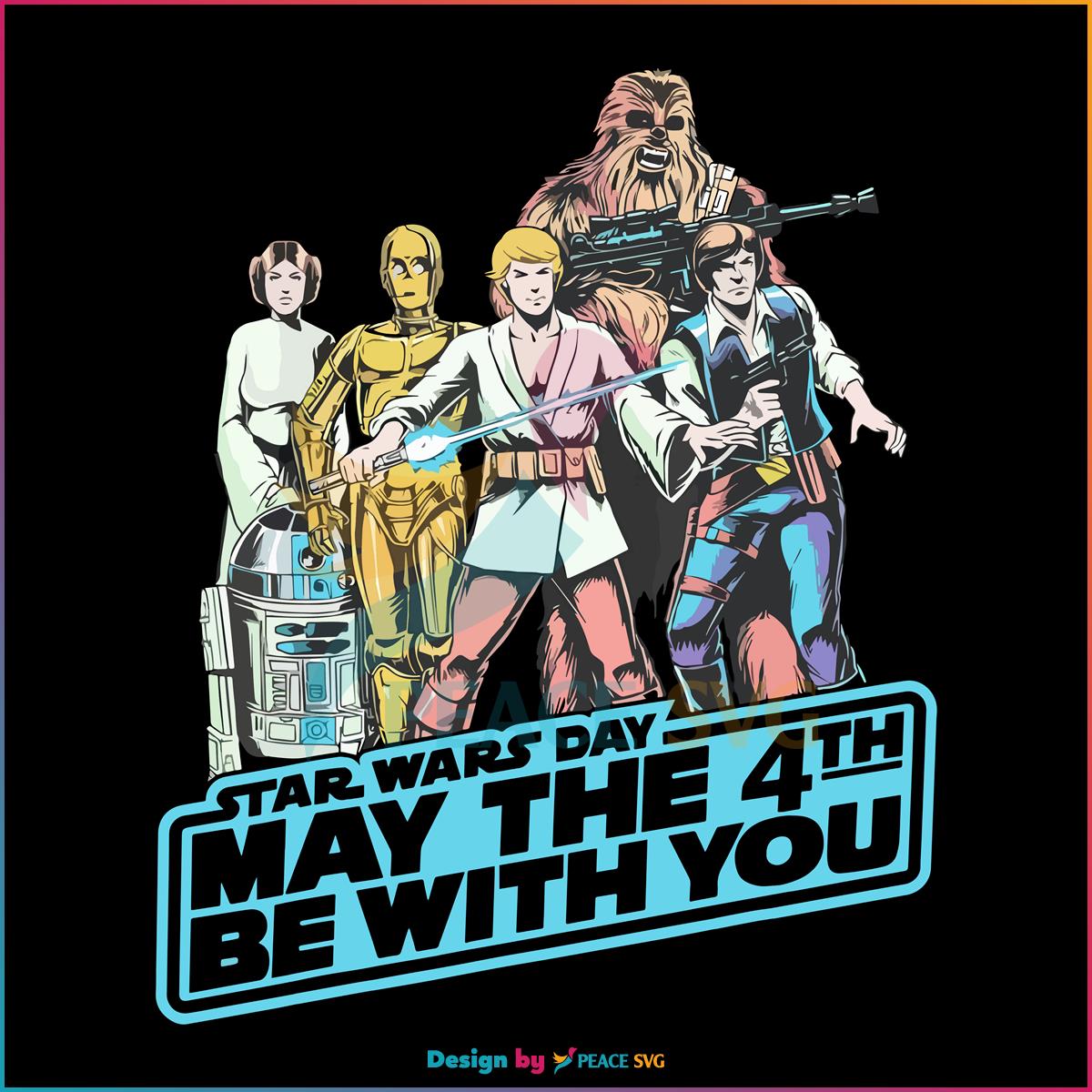 Retro Star Wars Day May The 4th Be With You Png Sublimation Design