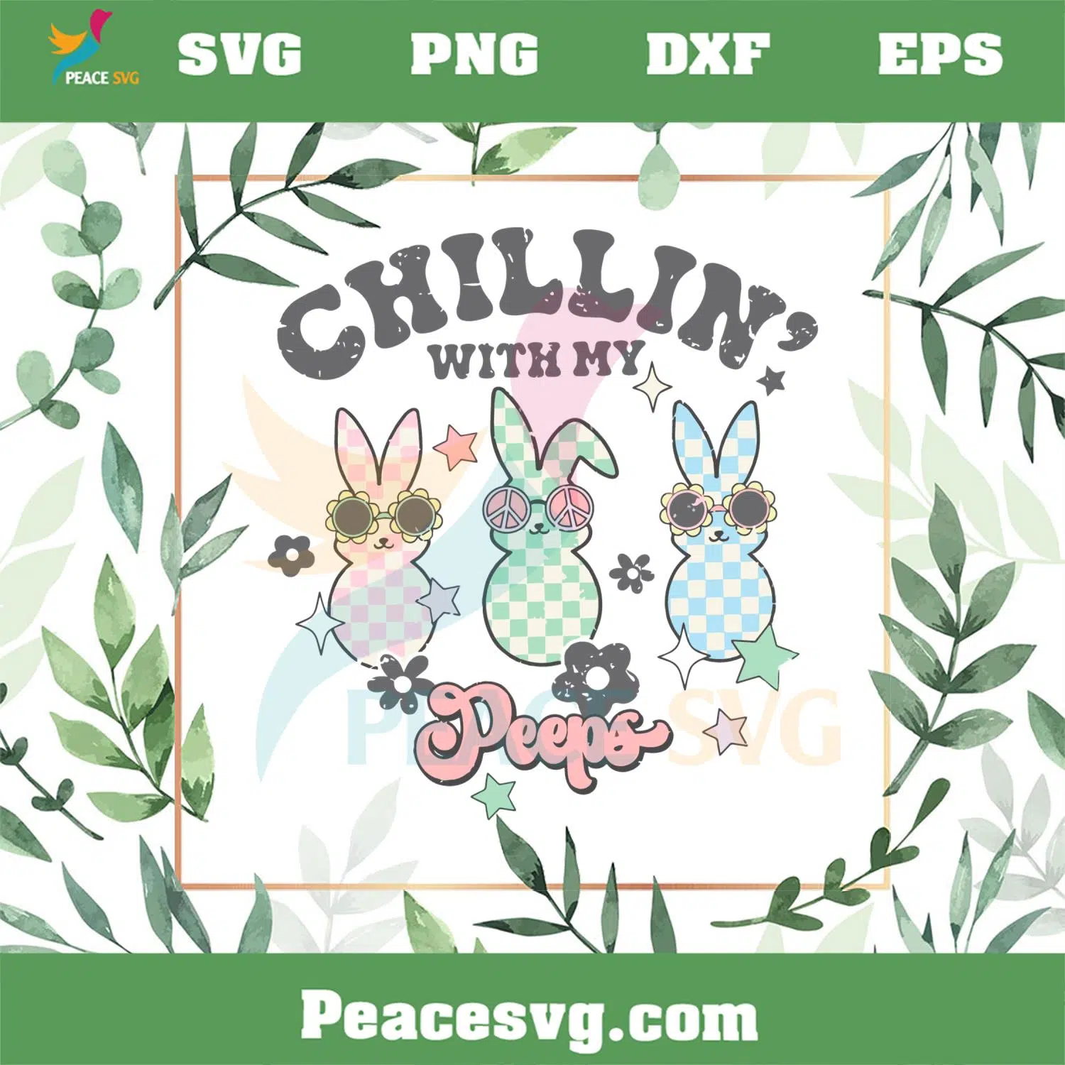 Easter Shirt Chillin’ With My Peeps Kids Retro SVG Cutting Files