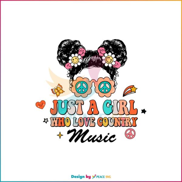 Retro Groovy Just A Girl Who Loves Country Music SVG Cutting Files