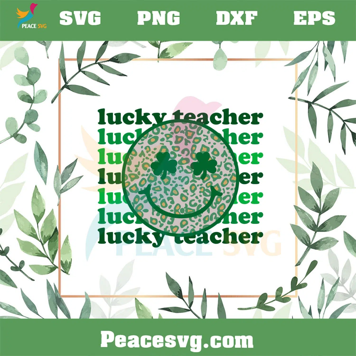 Lucky Teacher Smiley Face Leopard SVG Graphic Designs Files