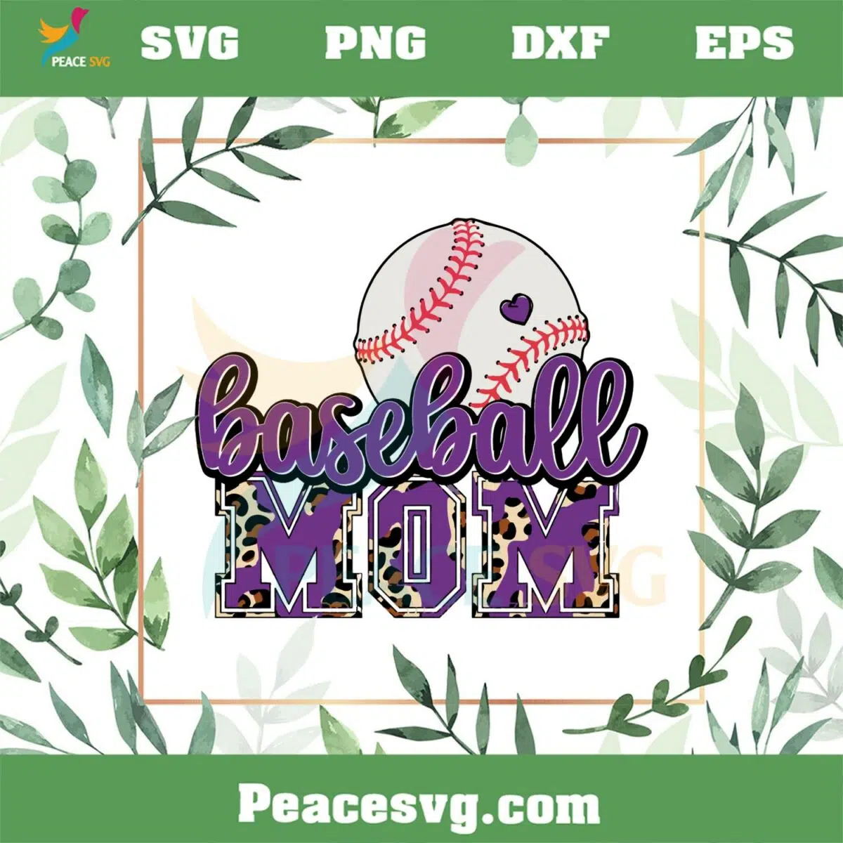 Baseball Mom Baseball Leopard Purple Letters SVG Cutting Files