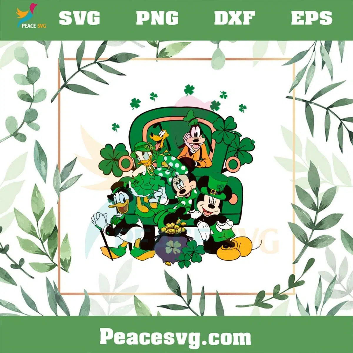 St Patricks Day Mickey And Friends Shamrock SVG Cutting Files