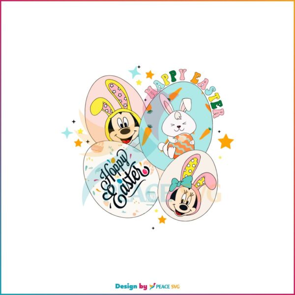 Happy Easter Cute Mickey And Minnie Easter Bunny SVG Cutting Files