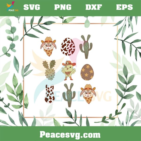 Western Easter Bunny Chick Funny Easter Peeps SVG Cutting Files