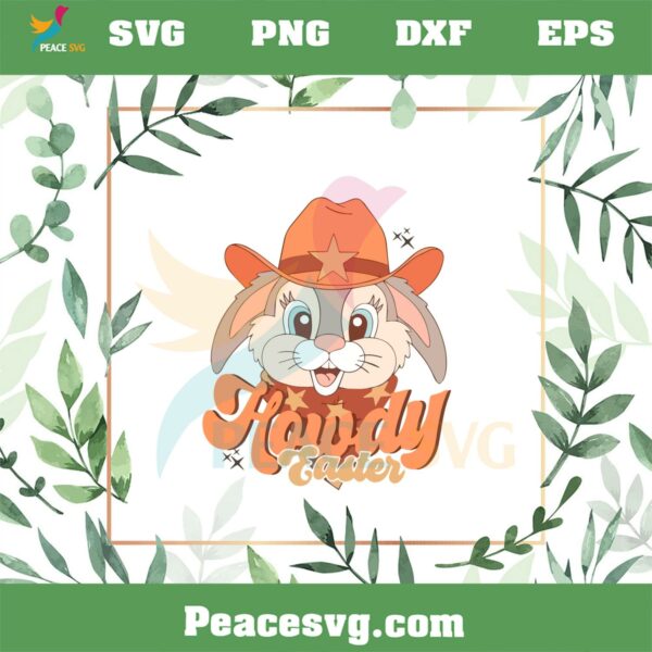 Grovy Howdy Easter bunny Cartoon SVG Graphic Designs Files