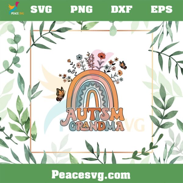 Grovy Autism Grandma Floral Rainbow SVG Graphic Designs Files