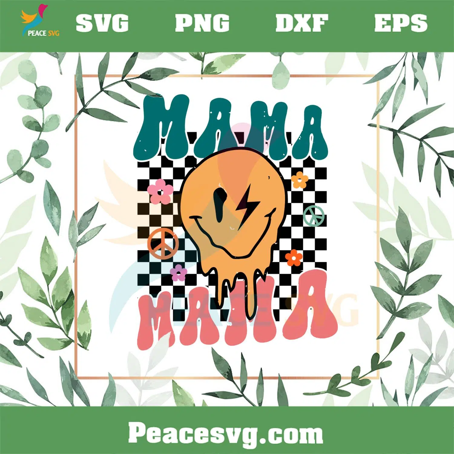 Retro Mama Smiley Face Funny Mothers Day Svg Cutting Files
