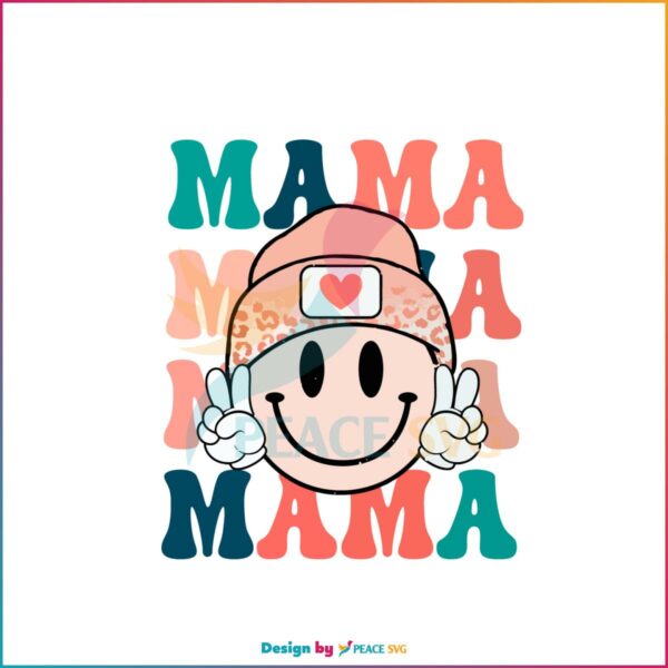 Boho Mama Retro Mama Smiley Face SVG Graphic Designs Files