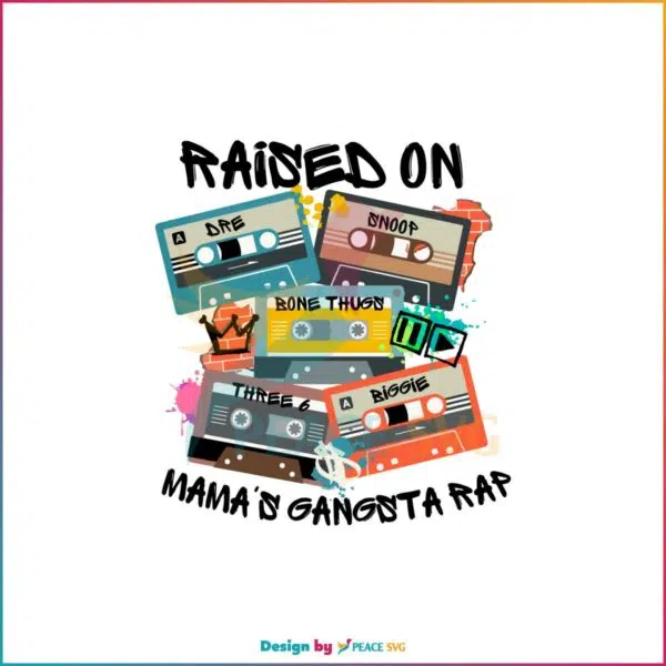 Raised on Mama’s Gangsta Rap 90s rap Cassette SVG Cutting Files