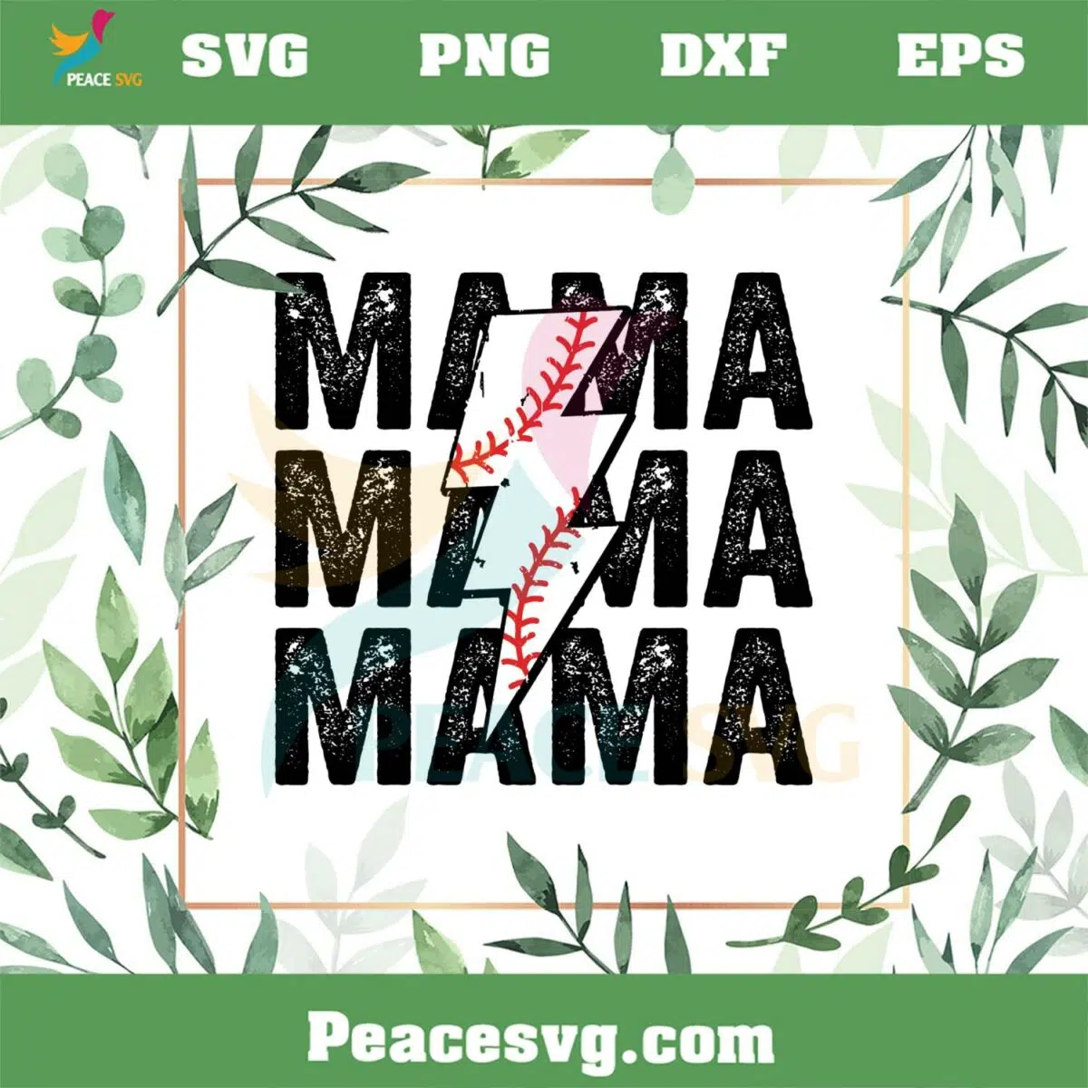 Baseball Mama Lightning Bolt Mom SVG Graphic Designs Files