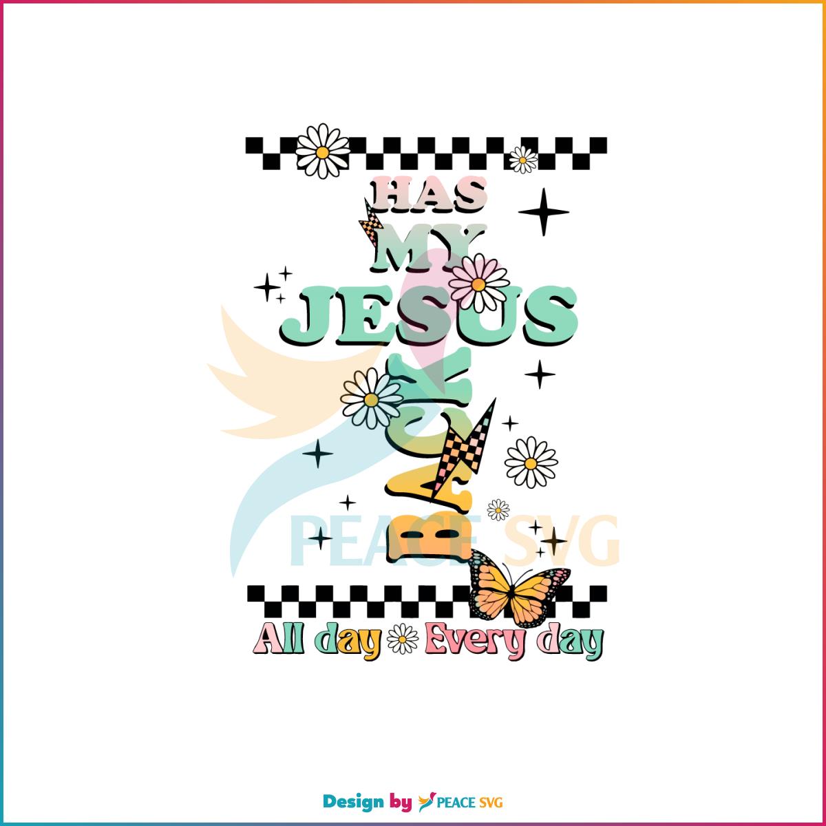 Groovy Christian Easter Jesus Has My Back Svg Cutting Files