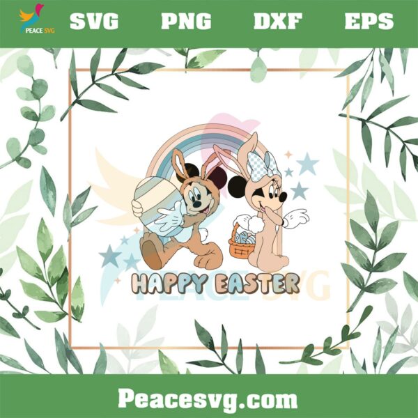 Happy Easter Day Mickey And Minnie Bunny Cosplay Svg