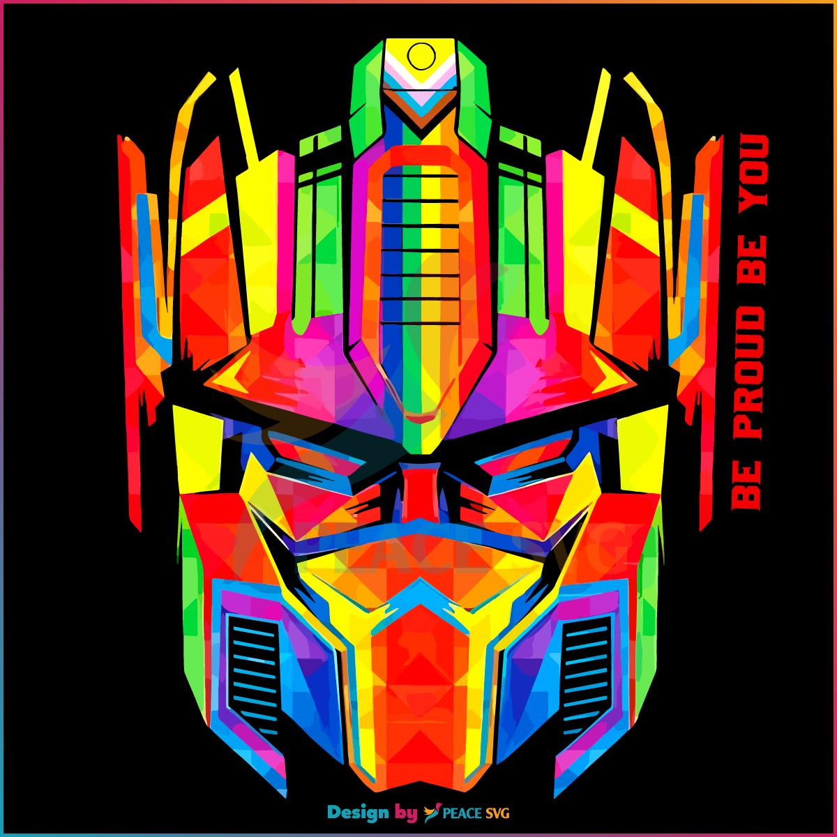 Free LGBT Optimus Prime Head Be Proud Be You Svg Cutting File