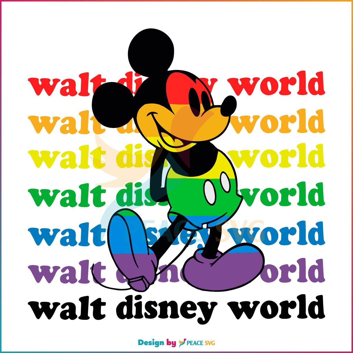 Free Mickey Mouse Walt Disney World Colorful Text Pride Month SVG