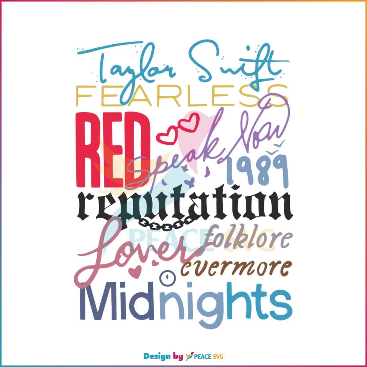 Taylor Swift Albums Taylor Eras Tour SVG Digital Cricut File » PeaceSVG