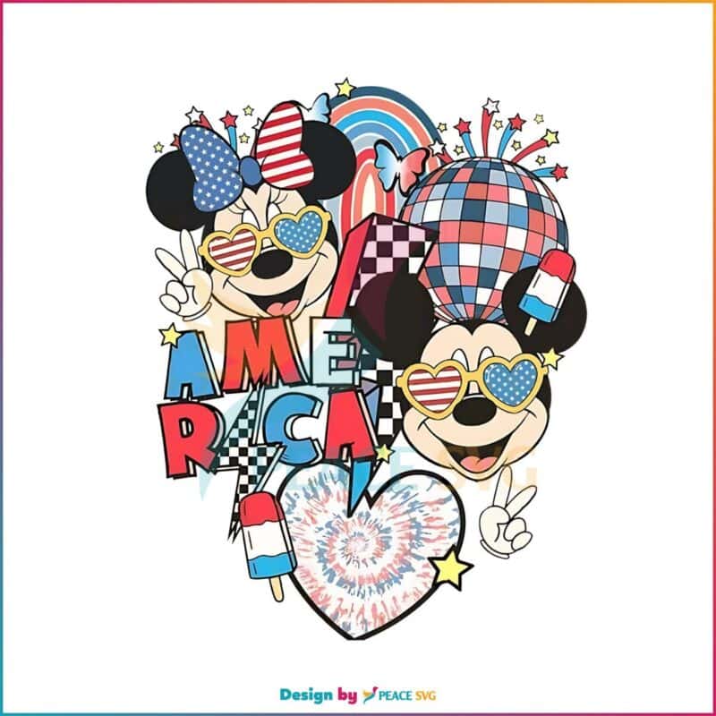 Retro Mickey Minnie 4th Of July Disney Couple PNG » PeaceSVG