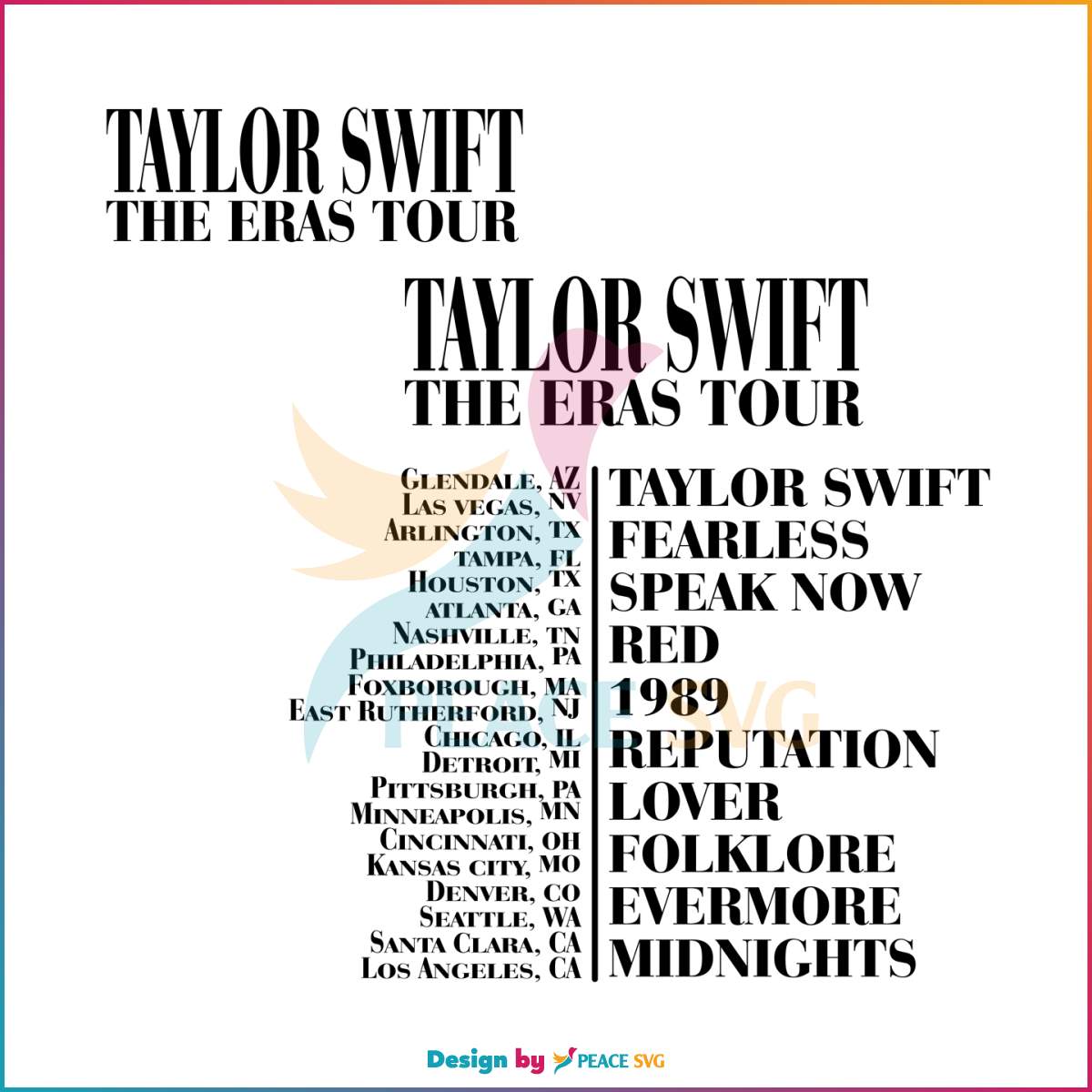 Taylor Swift The Eras Tour SVG Tour Date SVG Cutting Digital File