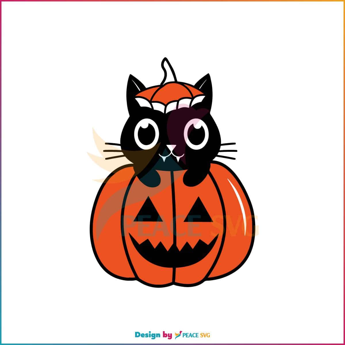 Cat And Pumpkin Halloween SVG Happy Fall SVG Cricut File » PeaceSVG