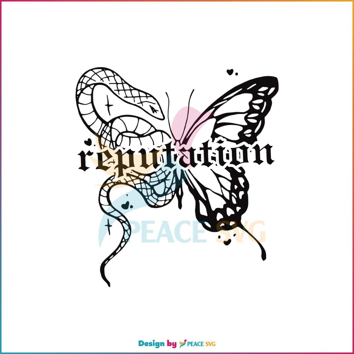 Vintage Taylor Swift Reputation SVG Snake N Butterfly SVG File - PeaceSVG