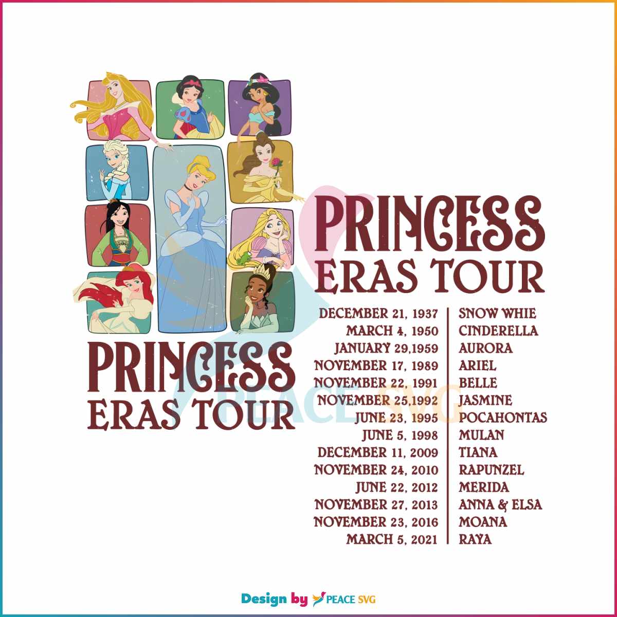 Disney Princess Eras Tour Disney Girl Trip PNG Silhouette File » PeaceSVG