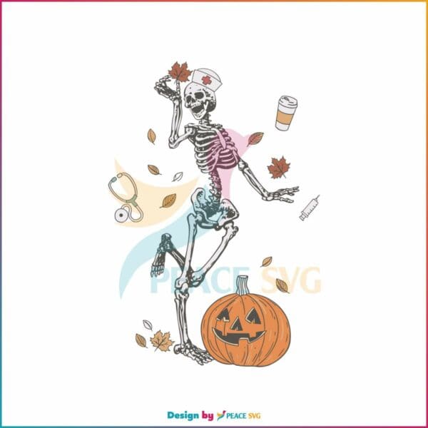 funny-nurse-svg-halloween-skeleton-with-nurse-hat-svg-file