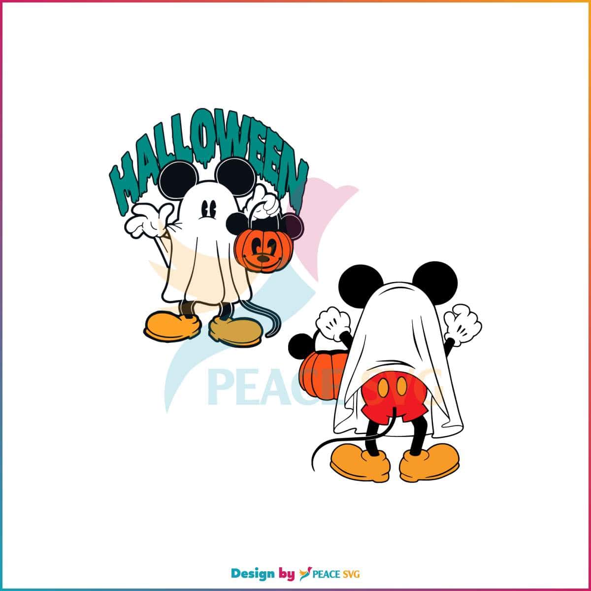 Retro Mickey Ghost Halloween Pumpkin SVG File For Cricut » PeaceSVG