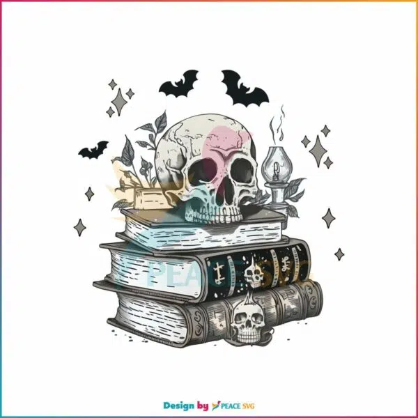 spooky-spell-books-png-halloween-skull-png-sublimation