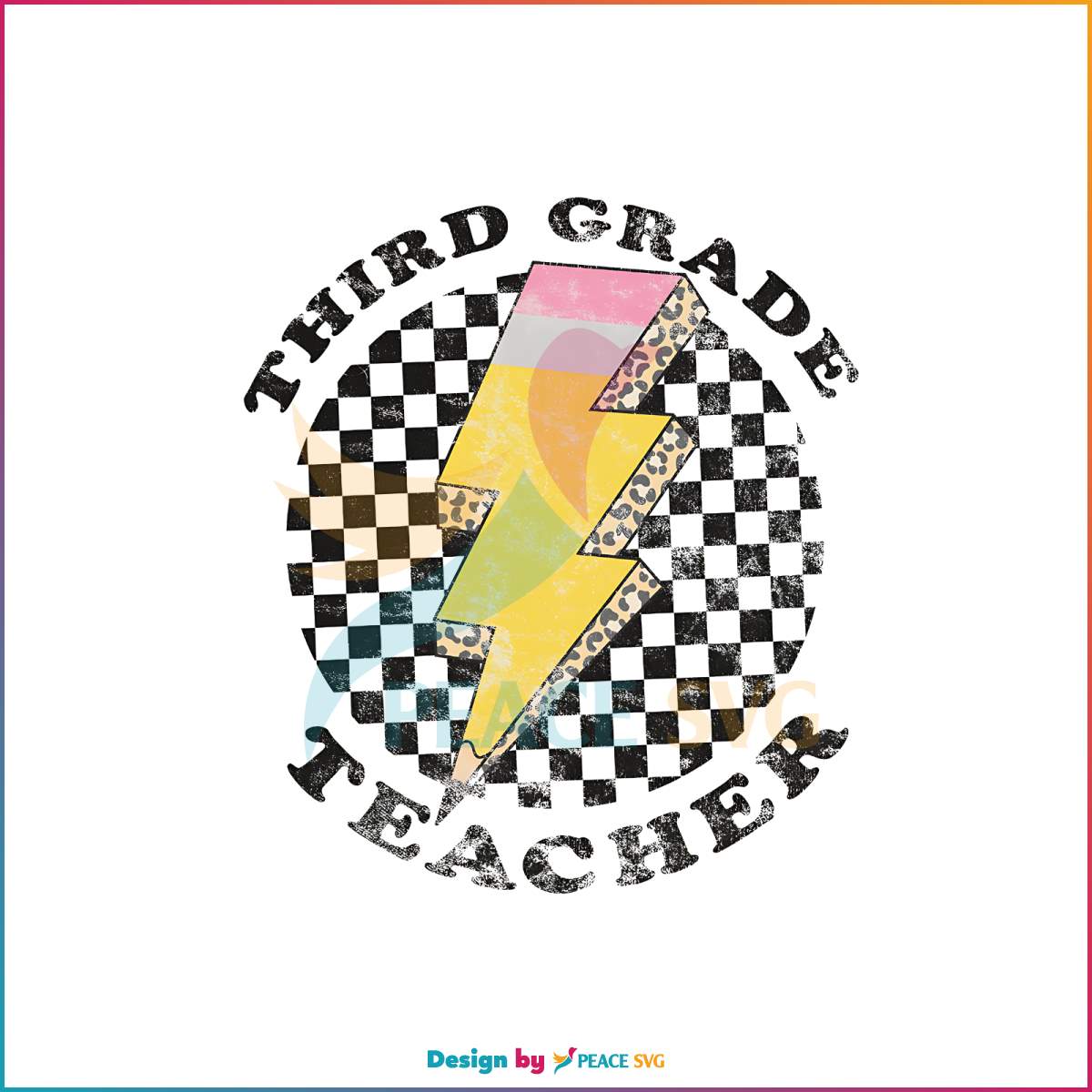 vintage-third-grade-teacher-checkered-png-download