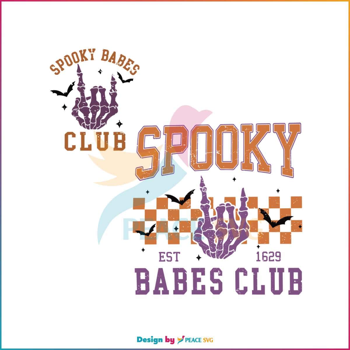 Spooky Babes Club Retro Halloween Skeleton Hand SVG File » PeaceSVG