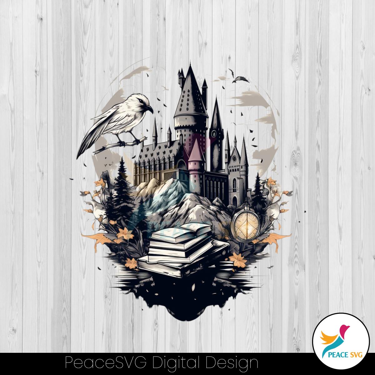 harry-potter-hogwarts-castle-books-crow-png-download