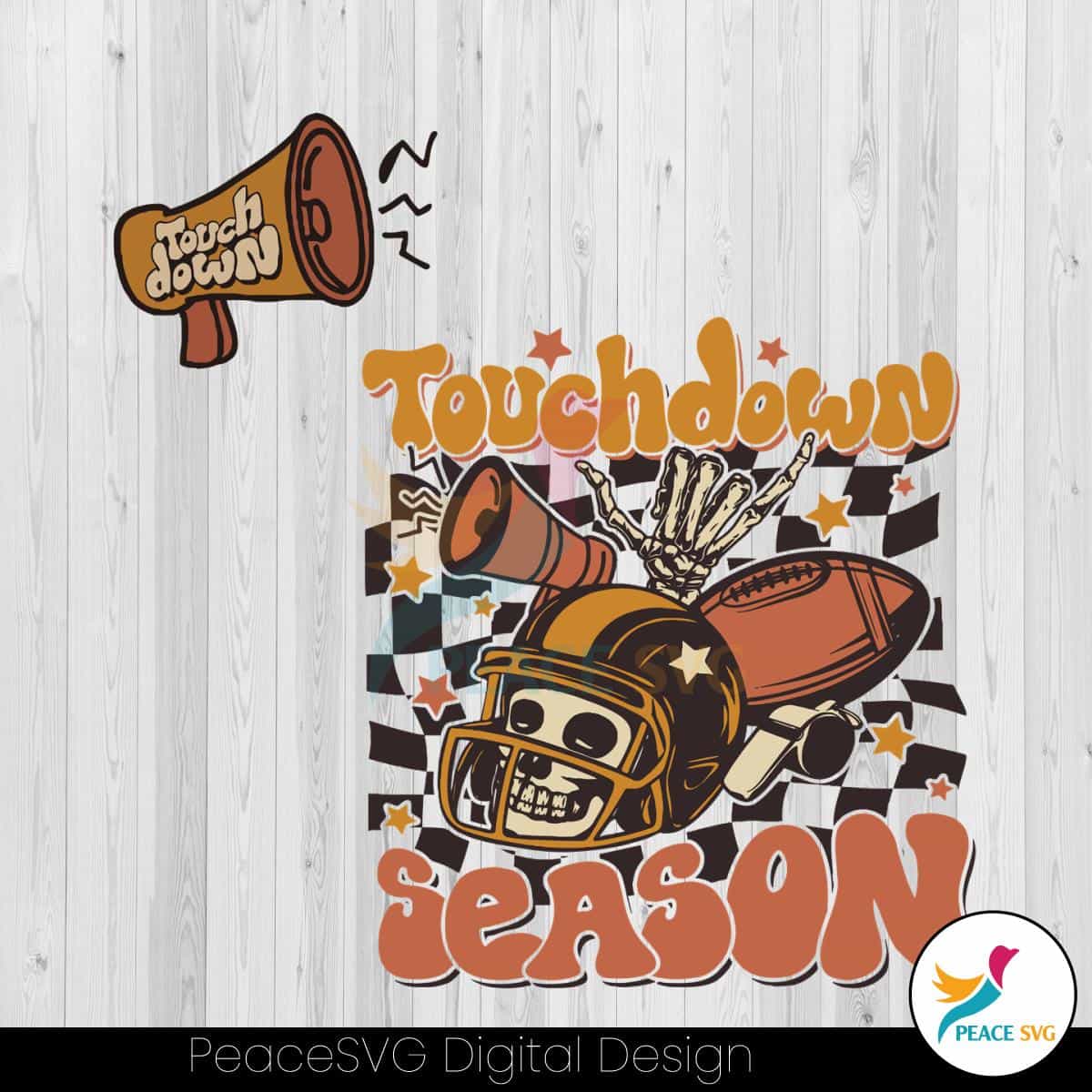 Retro Football Touchdown Season Game Day Svg Digital File Peacesvg