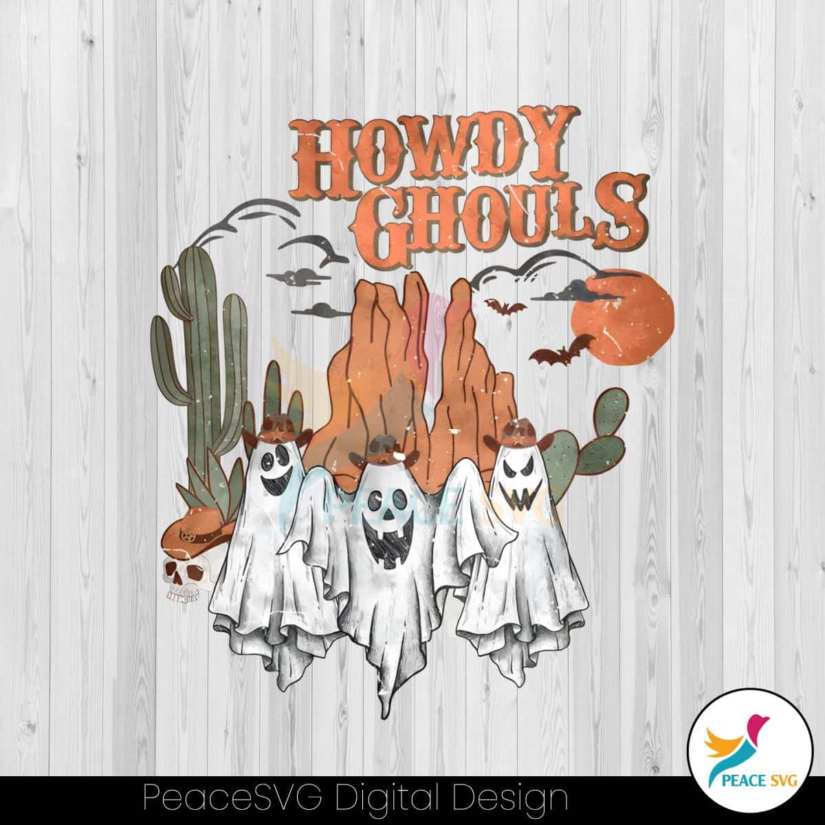 retro-vintage-western-halloween-howdy-ghouls-png-download