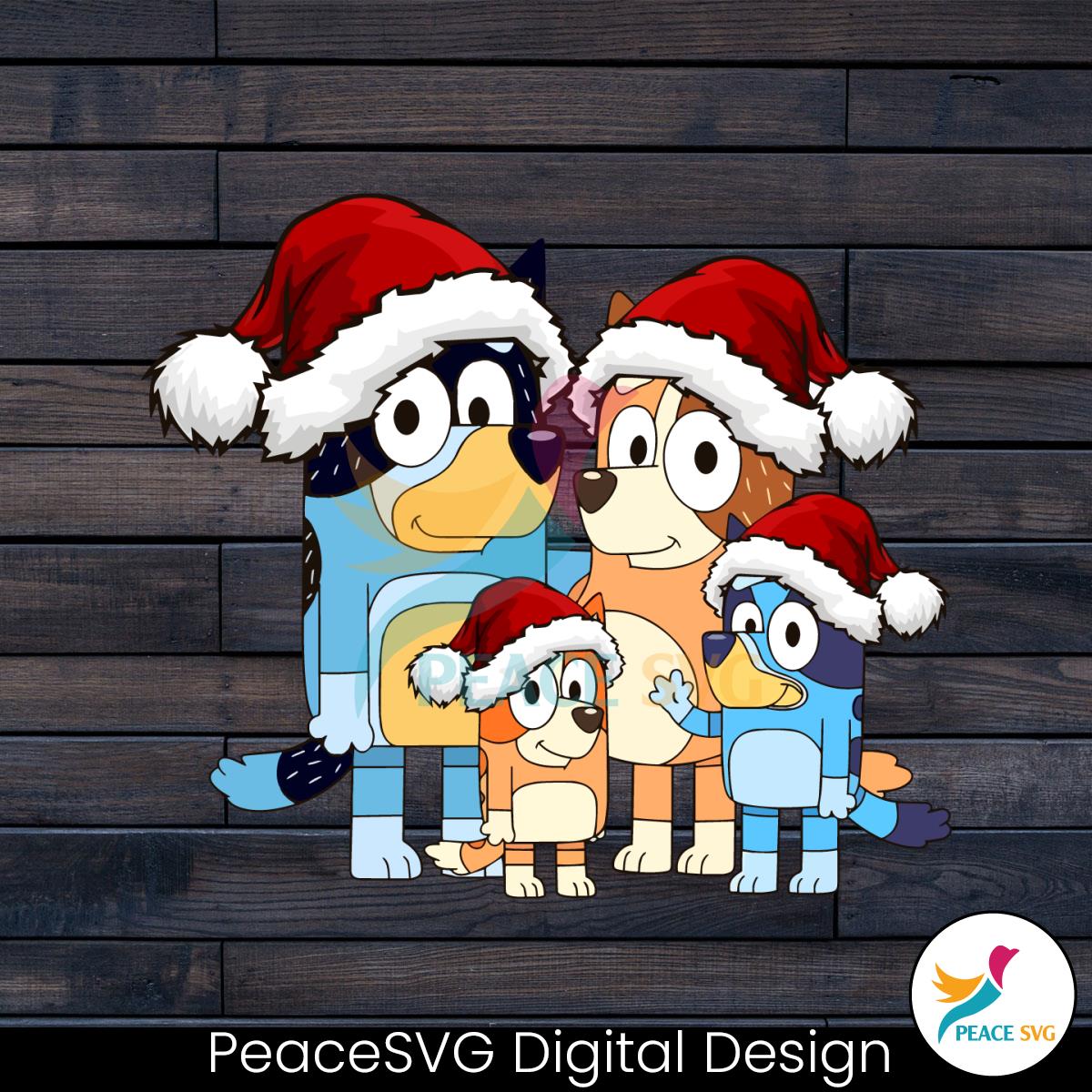 Cute Bluey Family Merry Xmas SVG Graphic Design File