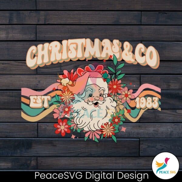 retro-christmas-and-co-floral-santa-est-1983-svg-download