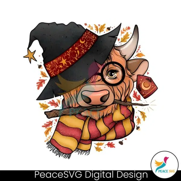 wizard-cow-magical-highland-cow-png-sublimation-file