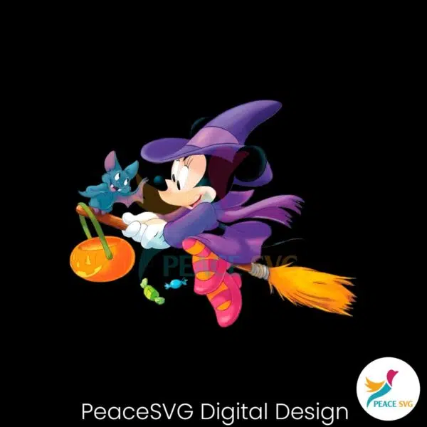 disney-halloween-witch-minnie-and-bat-png-download