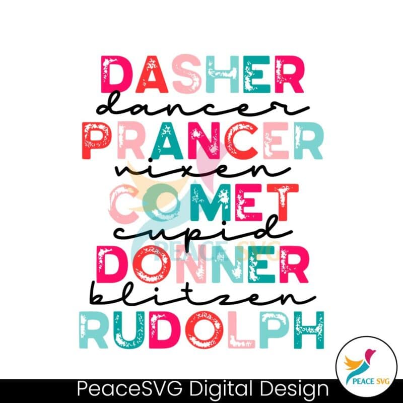 Dasher Dancer Prancer Vixen Comet Cupid SVG Cricut File » PeaceSVG