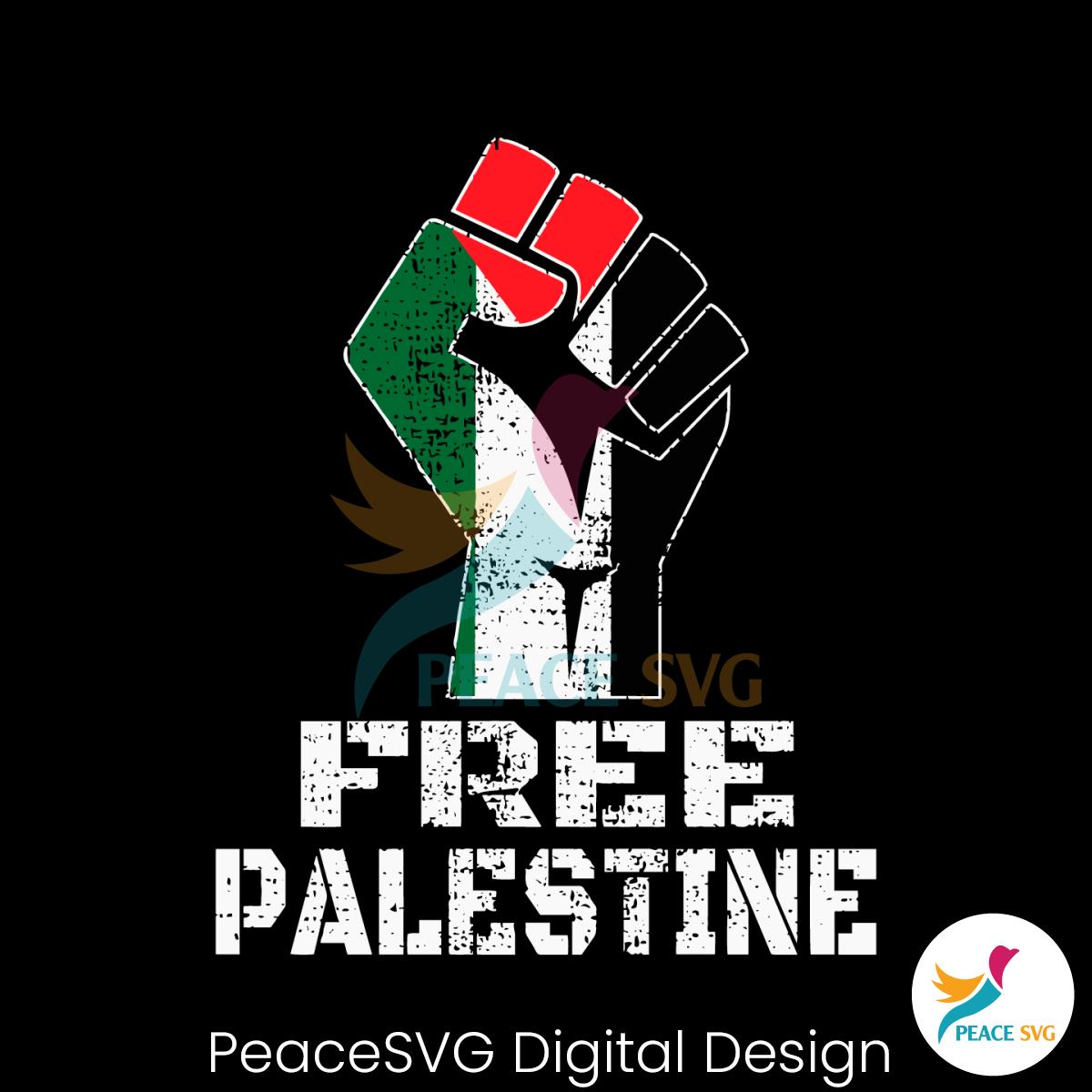 Vintage Raise Hand Free Palestine SVG Graphic Design File » PeaceSVG