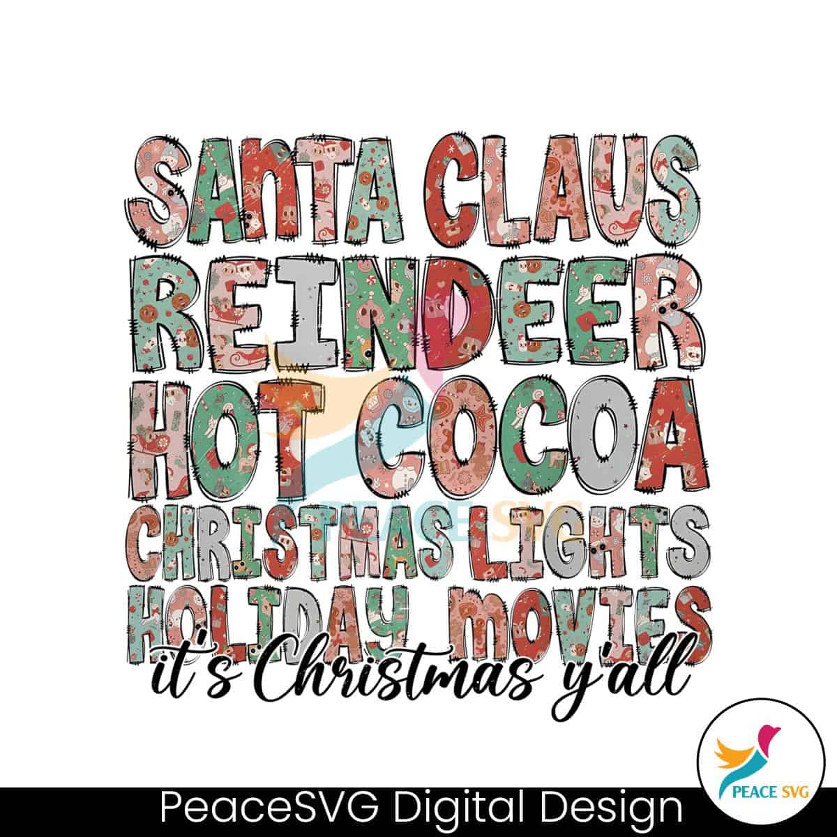 Retro Christmas Gift Wrap Its Christmas Y All PNG Download » PeaceSVG