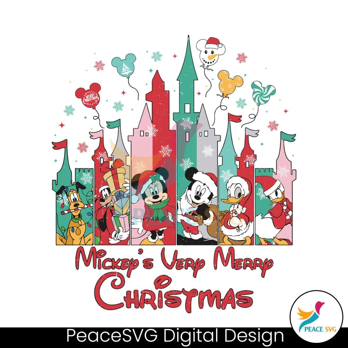 Funny Mickeys Very Merry Christmas SVG Graphic Design File » PeaceSVG