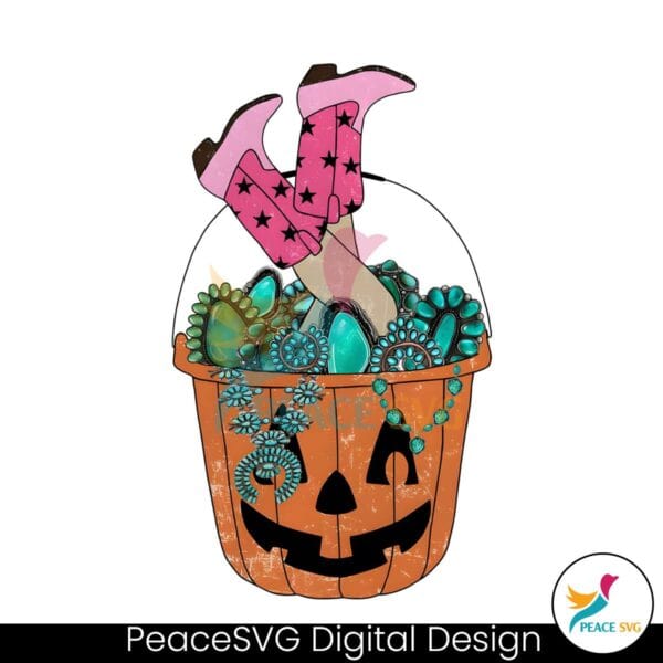 cowgirl-turquoise-pumpkin-bucket-png-sublimation-file