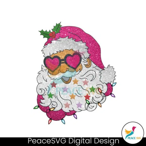 santa-with-sunglasses-glitter-christmas-lights-png-download