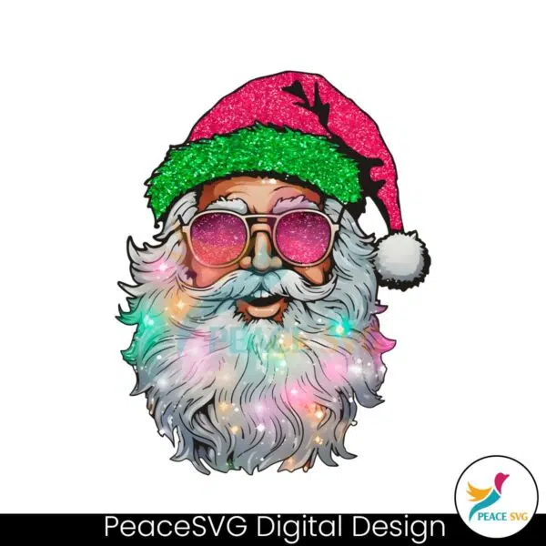 pink-santa-with-sunglasses-cheerful-christmas-lights-png-file