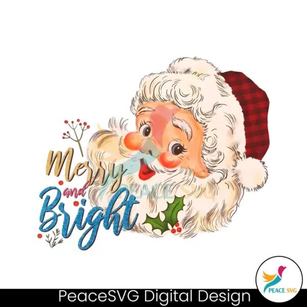 merry-and-bright-vintage-floral-santa-claus-png-download