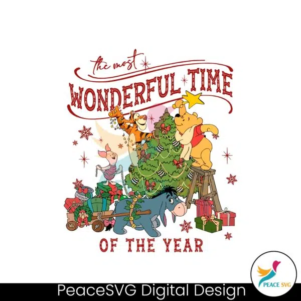 retro-winnie-the-pooh-wonderful-time-of-the-year-svg-file