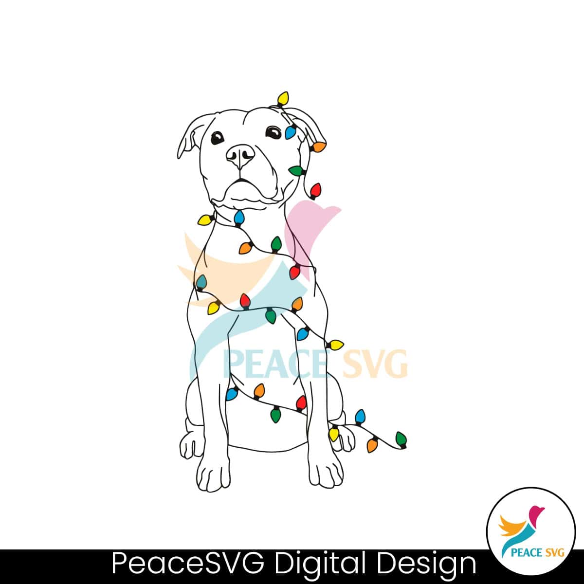 Christmas Dog Pitbull Christmas Lights SVG File For Cricut » PeaceSVG