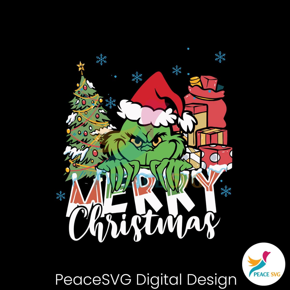 Merry Christmas Grinchy Santa Hat SVG Graphic Design File » PeaceSVG