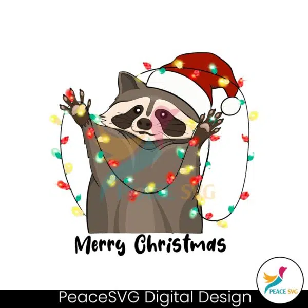christmas-raccoon-funny-animal-light-santa-hat-png-file