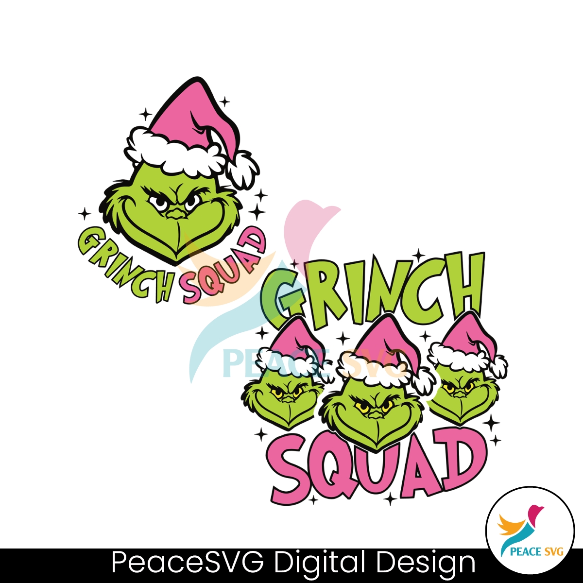 Retro Pink Grinch Squad Santa Hat SVG Cutting Digital File