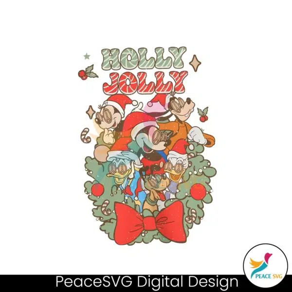 holly-jolly-christmas-wreath-disney-mickey-png-download